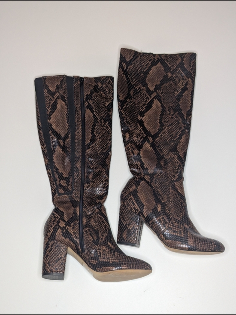 Women's Brown Snakeskin Knee Boots